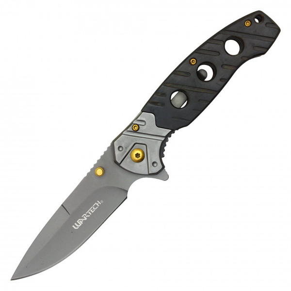 Wartech (Stone/Black Wood Handle) A/O Pocket Knife [3.5" Gray 3cr13]
