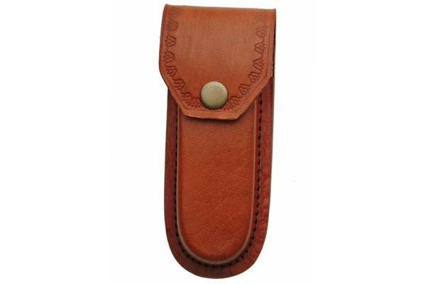 Sheath - Heavy Duty Leather (Brown) Pocket Knife Sheath 5"