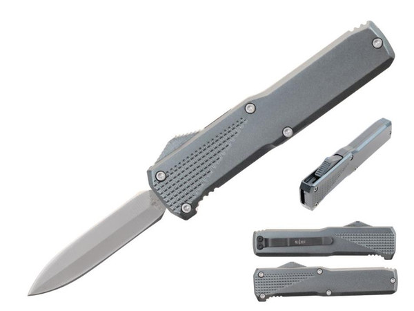 Stec OTF Pocket Knife CA Legal (GRAY) Side Button