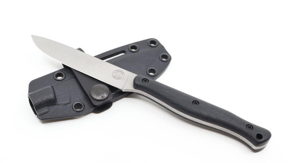 Exodus 4 Fixed Blade Black Canvas Micarta (4" Stonewash S35VN) White River | WREX4-MBL