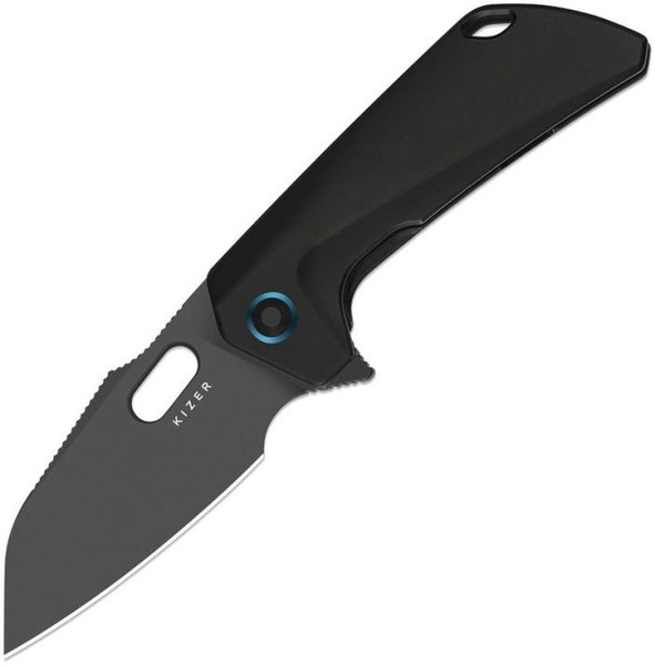 Takahe (Black Titanium) Framelock Pocket Knife (3.19" Black Matte DLC Ultra S35VN) Kizer Cutlery Ki3701A2