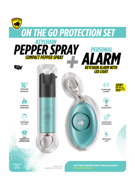 Guard Dog - Keychain Alarm + Keychain Pepper Spray Set (TEAL)