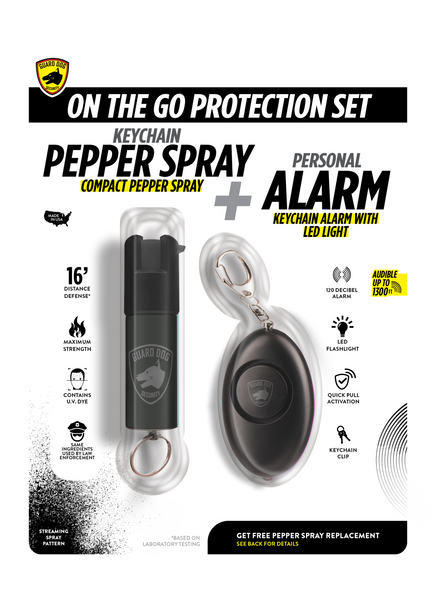 Guard Dog - Keychain Alarm + Keychain Pepper Spray Set (BLACK)
