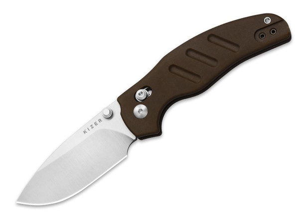 Sheepdog (Norplex UltreX Micarta Brown) Clutch Lock Pocket Knife [2.95" Satin Nitro-V] Kizer Cutlery V3488.29CDA1