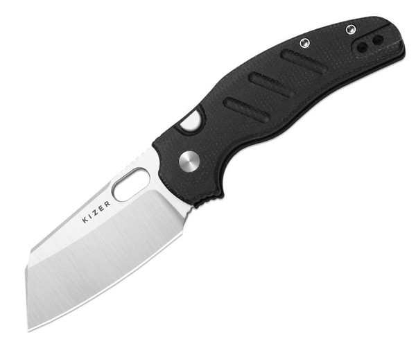 Sheepdog (Black Micarta) Button Liner Lock Pocket Knife [2.95" Satin Nitro-V] Kizer Cutlery V3488.29BSA2