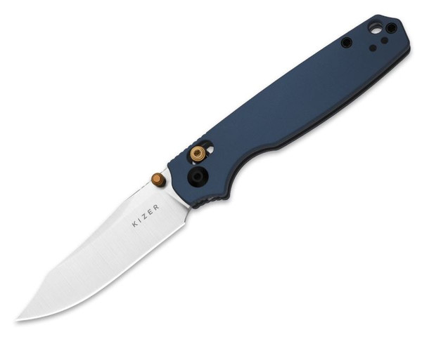 Pokiman CD (Blue Aluminum) Clutch Lock Pocket Knife [3.16" Satin AEB-L] Kizer Cutlery V3789A4