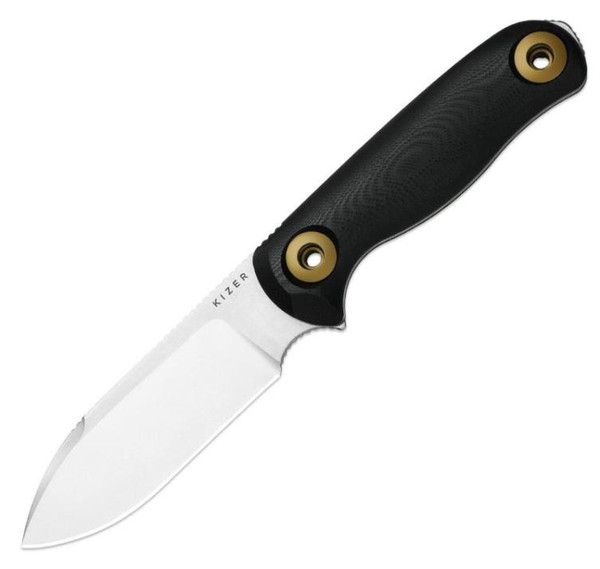Drop Bear Fix 3 (Black G10) Fixed Blade [3.8" Stonewashed 14C28N] Kizer Cutlery 1101A1