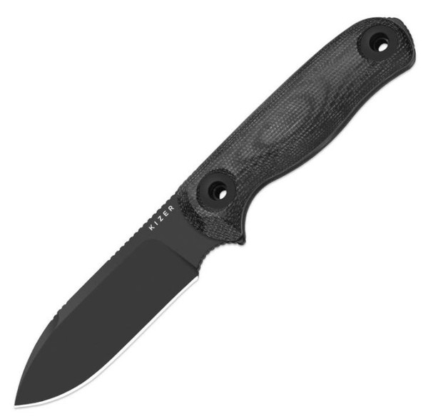 Drop Bear Fix 3 (Black Micarta) Fixed Blade [3.8" Black Coating 1095] Kizer Cutlery 1101A3