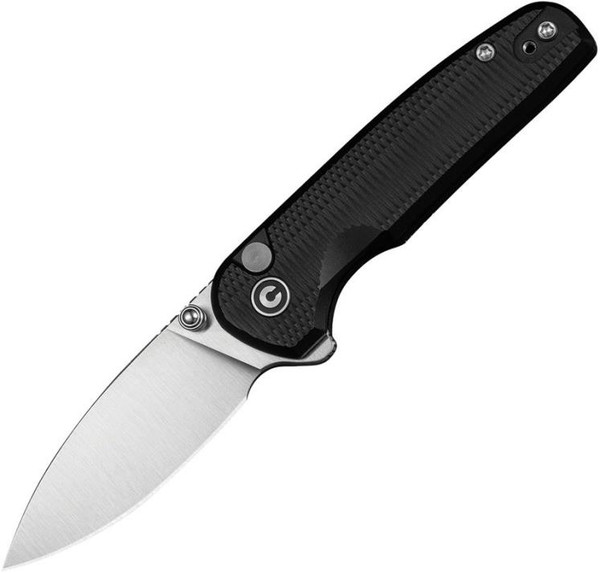 CIVIVI Mini Shakan (Black Aluminum) Button Lock Pocket Knife [2.5" Satin Nitro-V] C20052F-1