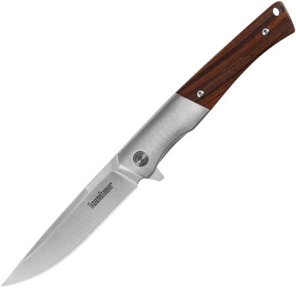 Kershaw Enhance Linerlock A/O Wood Pocket Knife [3" Satin Stainless Steel]