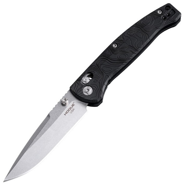 Hogue Knife Mysto (Black Canyon Richlite) ABLE Lock Folding Knife (3.4" Stone Tumbled MagnaCut) 24457