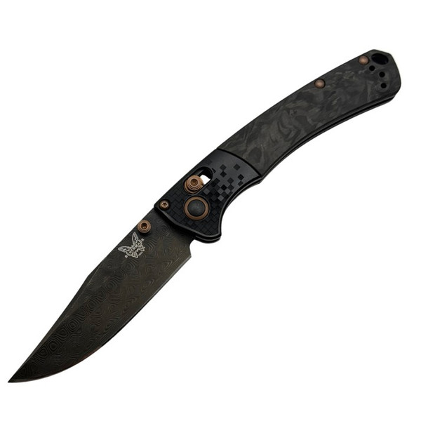 Benchmade Mini Crooked River Carbon Fiber (3.40" Black DLC Damascus) (Limited to 400 Pieces) 15085BK-2601