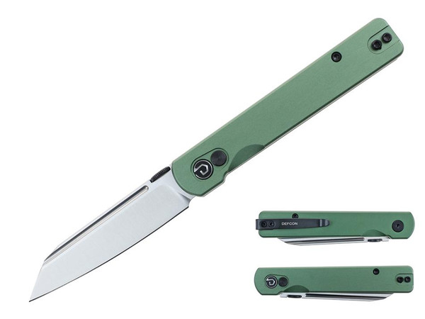 DEFCON Operator (Reverse Tanto) OD Green Aluminum Pocket Knife (3" Satin 14C28N) TD013OD