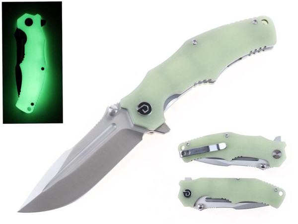 DEFCON Firefly (Glow In The Dark G10) Axis Lock Pocket Knife (3.15" Satin Clip Point 14C28N) TD1004FL