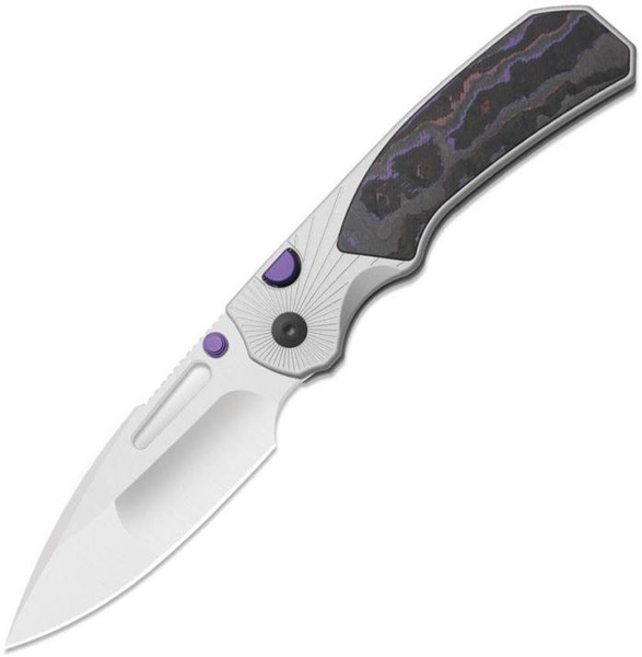 Durandal (Aluminum & FatCarbon Purple Haze) Button Linerlock Pocket Knife [3.45" Satin S35VN] Kizer Cutlery K3765BD3