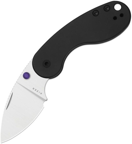 Microbe DSJ AirTi (Black Aluminum) Slip Joint Pocket Knife [2.19" Satin S35VN] Kizer Cutlery Ki2742DSJA1