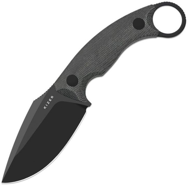 Cabox II (Black Canvas Micarta) Fixed Blade [3.59" Black PVD AEB-L] Kizer Cutlery 1128A1