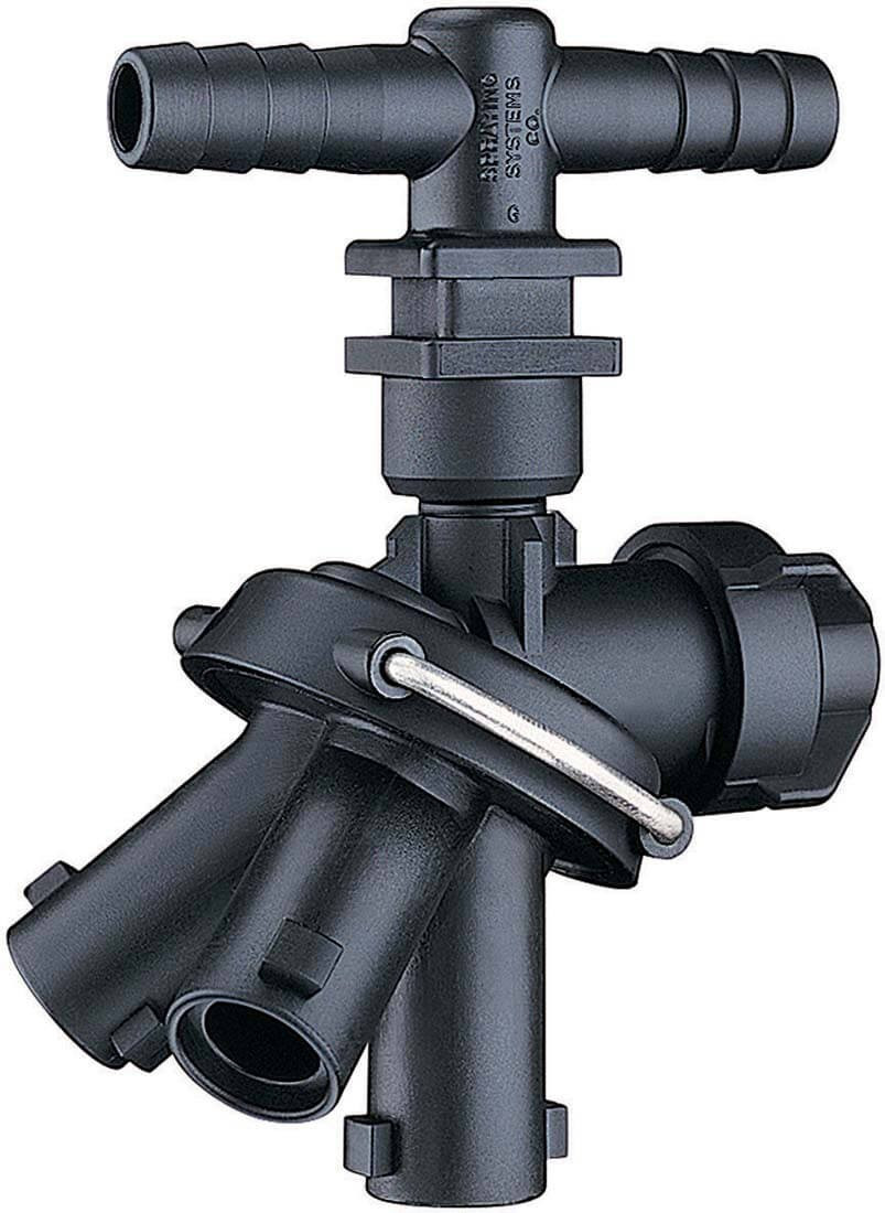 T&J Teejet Triple Turret Nozzle Body with Check Valve 1/2