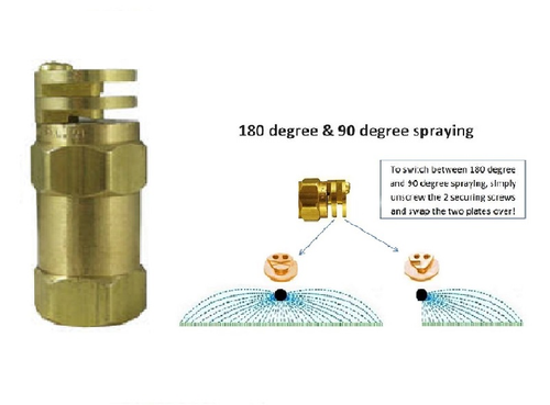 Boomless Flat Spray Nozzle 1/2" #5 Orifices (90° & 180° Caps Included)