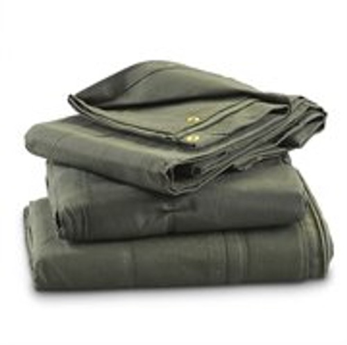 10' x 22' Heavy Duty Olive Drab Canvas Tarp - 10 oz