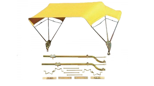 Yellow Complete 3 Bow 48" Tractor Umbrella Buggy Top w/ Axle Mounts JBT3