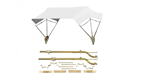 White Complete 3 Bow 48" Tractor Umbrella Buggy Top w/ Axle Mounts JBT3