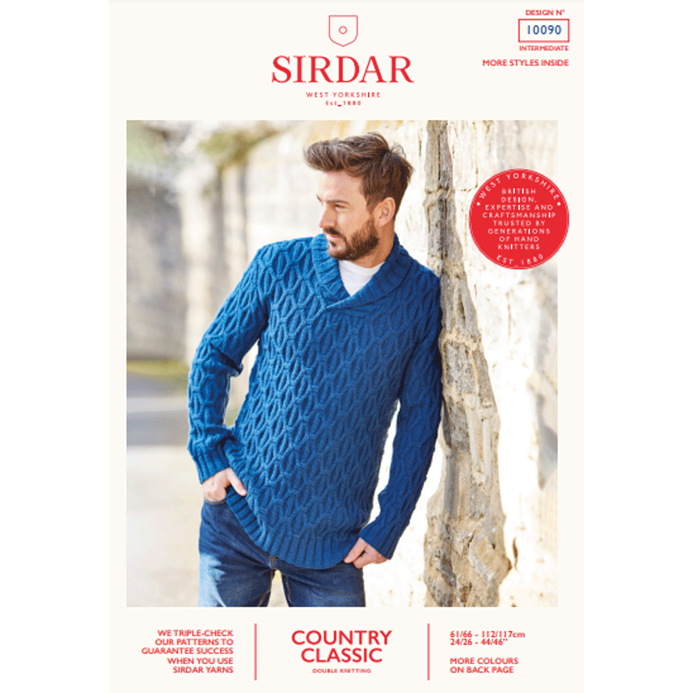 Men's Shawl Collar Sweater Knitting Pattern Sirdar Country Classic DK