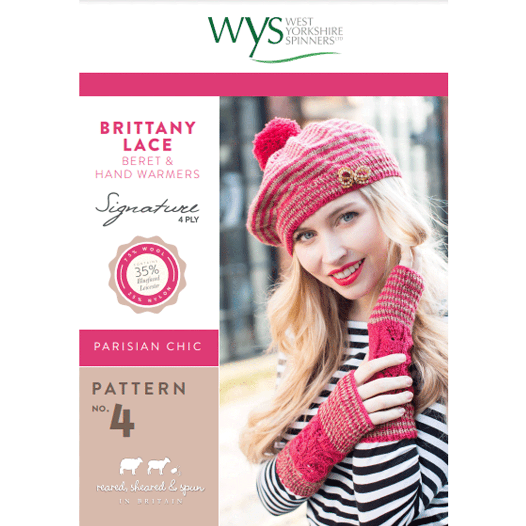 Women's Brittany Lace Beret and Handwarmers Knitting Pattern | WYS Signature 4 Ply Knitting Yarn | Digital Download - Main Image