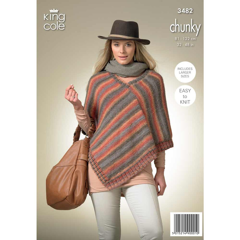 Ladies Square and Pointed Ponchos Knitting Pattern | King Cole Riot ...