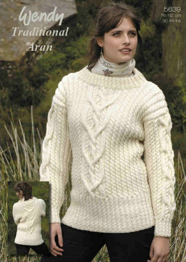 Ladies Cabled Sweater Patterns | Wendy Traditional Aran 5639 | Outback ...