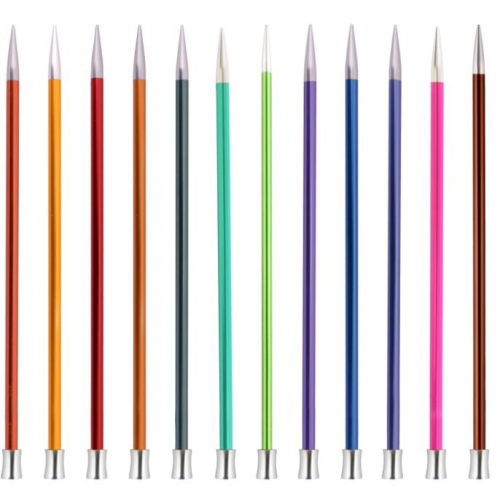 KnitPro Zing Metal Knitting Needles Straight Single Point 25cm Long
