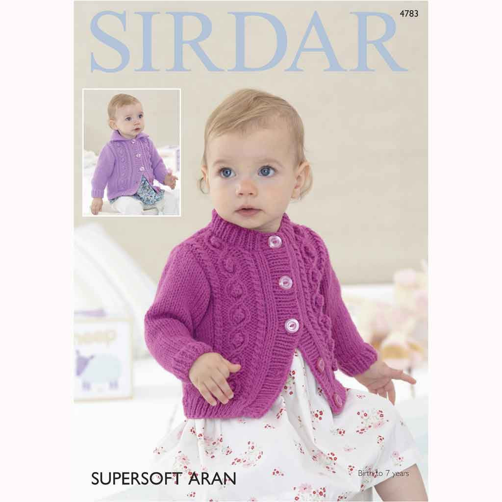 Girl's Cardigans Knitting Pattern Sirdar Supersoft Aran 4783