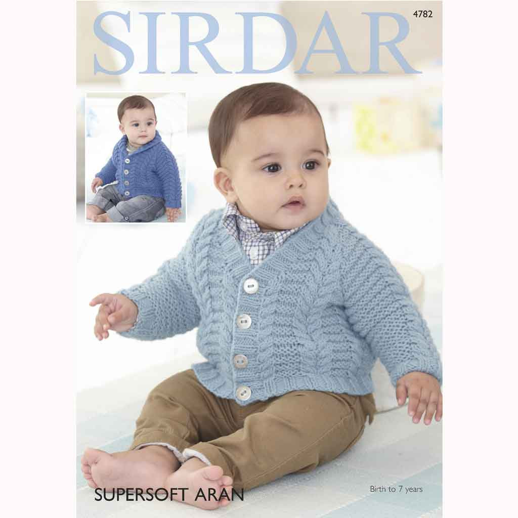 Boy's Cardigans Knitting Pattern Sirdar Supersoft Aran 4782