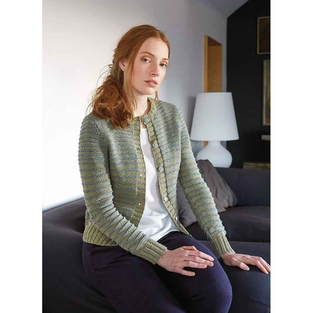 Rowan Waffle Cardigan PDF Pattern using Cotton Cashmere Outback