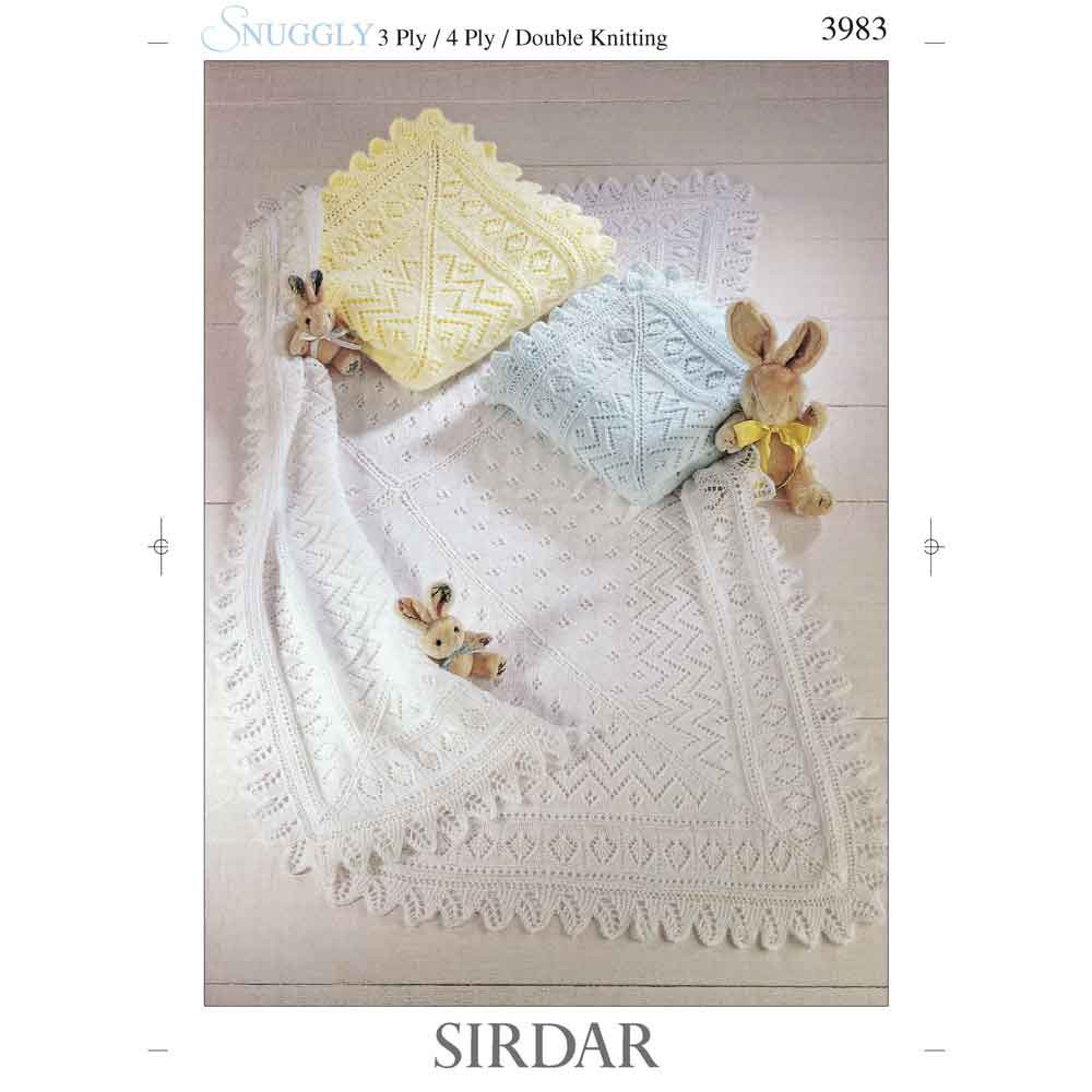 Baby Shawl Knitting Pattern Sirdar Snuggly Ply/4 Ply/DK 3983