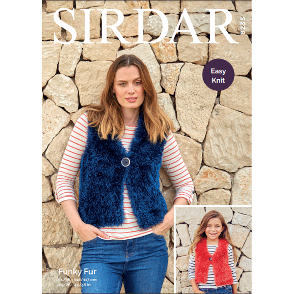 Easy Knit Waistcoats Knitting Pattern Sirdar Funky Fur 8235