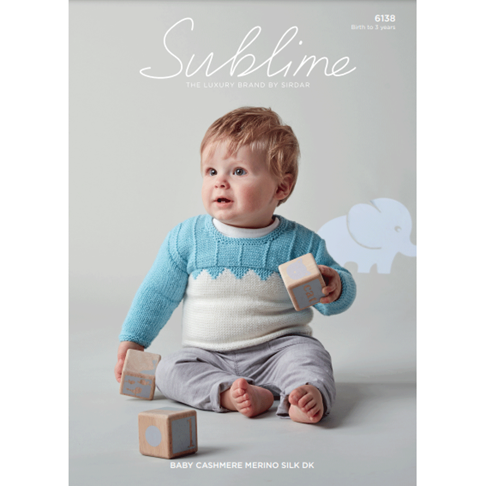 Baby Boy's Sweater Knitting Pattern Sirdar Sublime Baby Cashmere