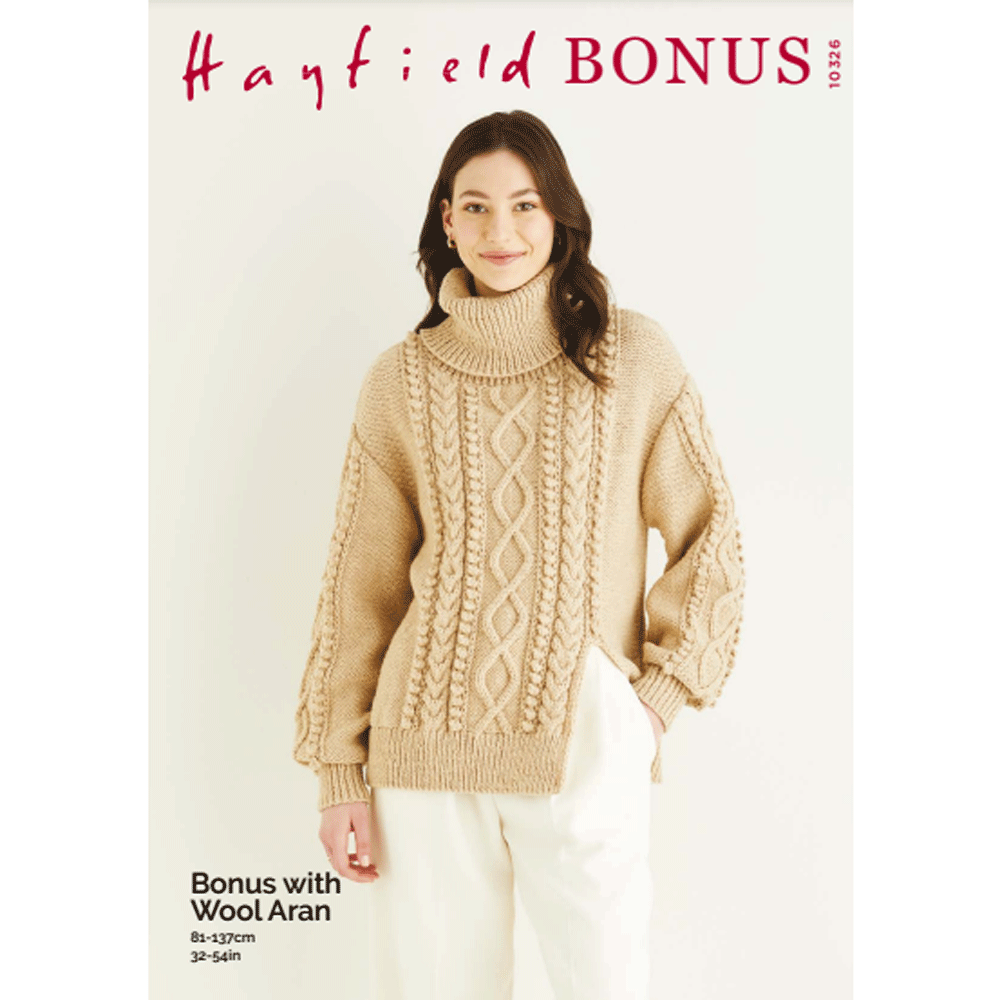 Polo Neck Womens Aran Jumper Knitting Patterns Cable Knit Women&