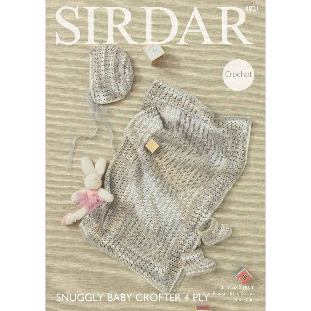 Sirdar Snuggly Baby Crofter 4Ply Baby Crochet Pattern 4821P (PDF