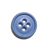 Blue Round Classic Edged Button | 11mm Diameter | 4 Holes 