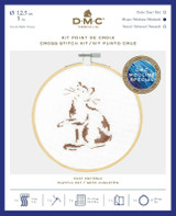 DMC Complete Cross Stitch Kits with 5" Embroidery Hoop | Playful Cat Design