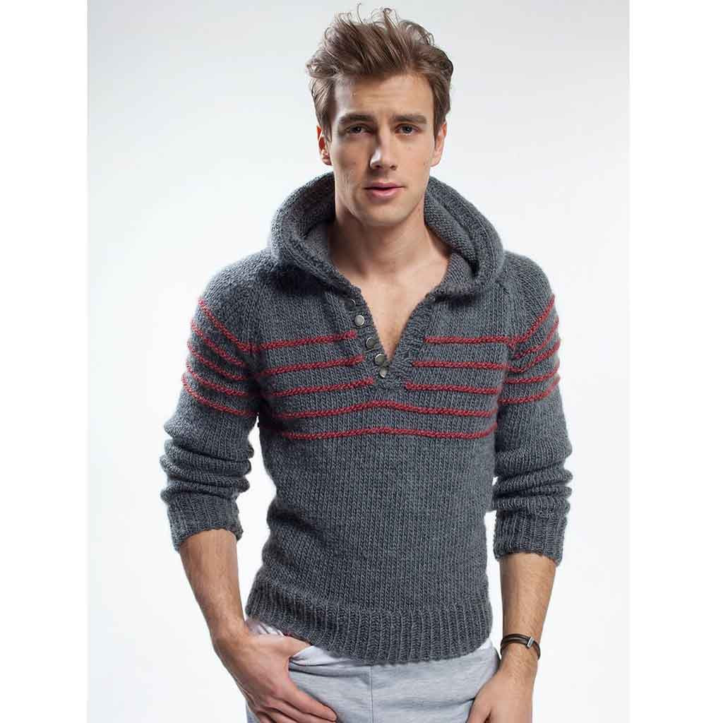 men's knit hoodie sweater