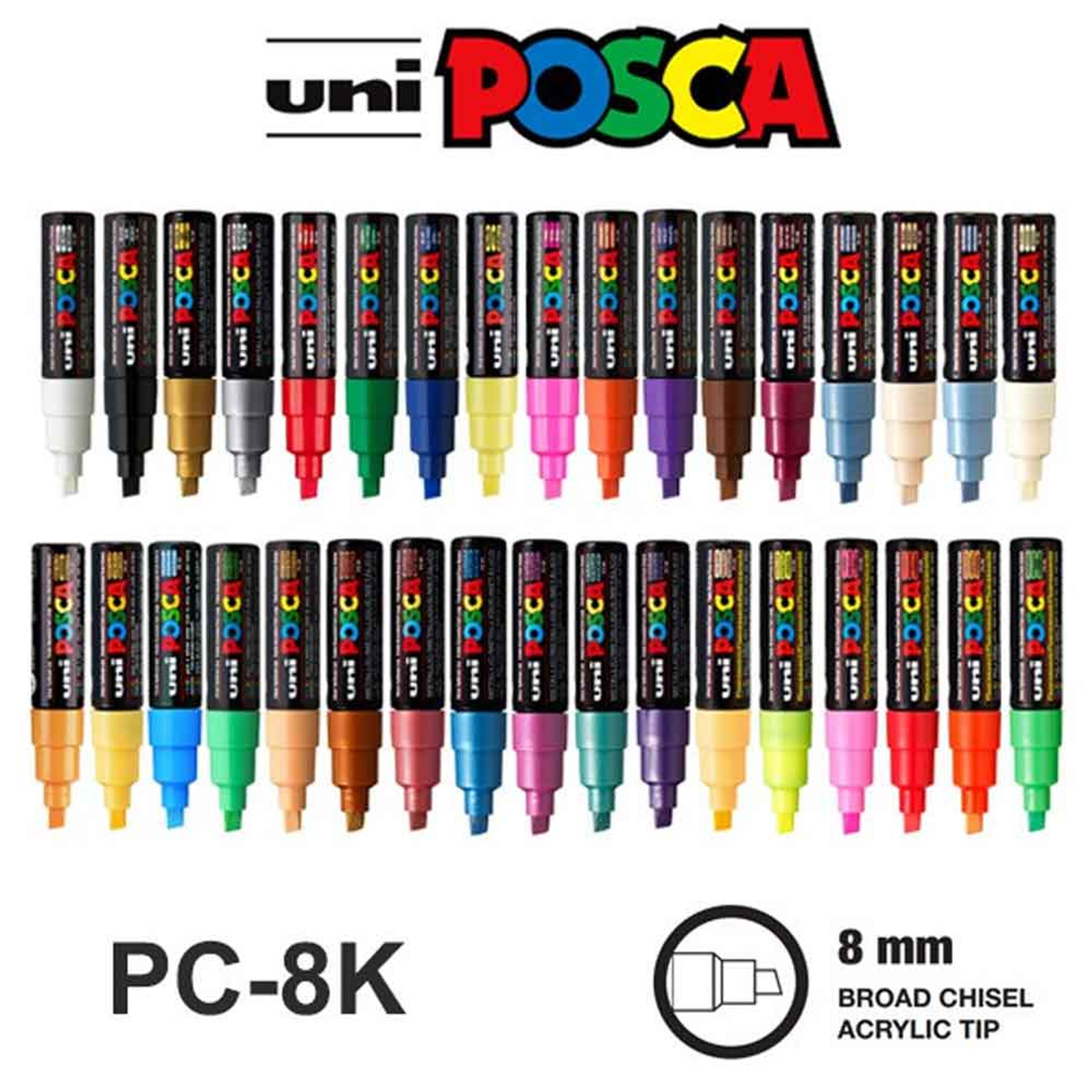 Posca – Broad Chisel Tip Water Based Paint Marker – PC-8K - metallic blue -  Live in Colors