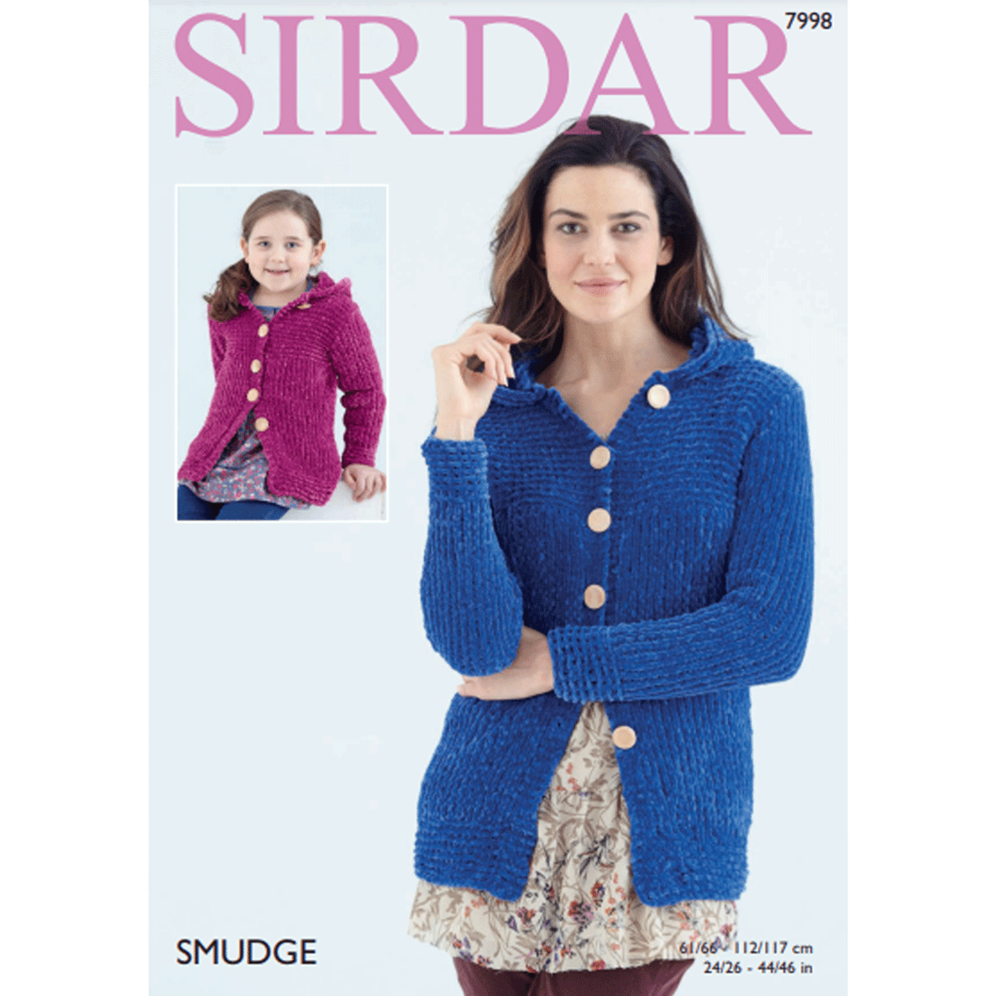 Ladies and Girls Hooded Jacket Knitting Pattern Sirdar Smudge 7998