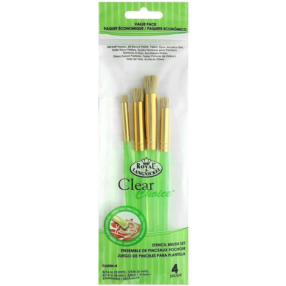 Value Stencil Brush Set 4 Brushes Royal Langnickel Outback Yarns