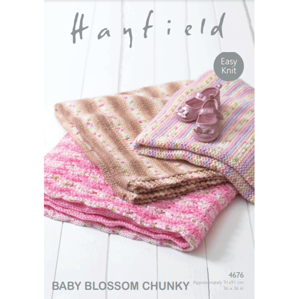 Baby Blankets Knitting Pattern Sirdar Hayfield Baby Blossom Chunky