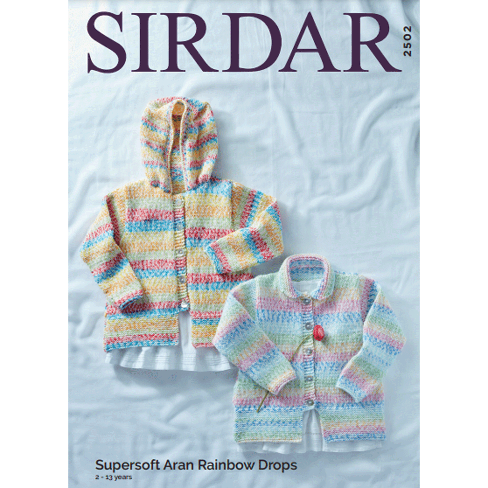 Girl's Jacket Knitting Pattern Sirdar Supersoft Aran Rainbow Drops