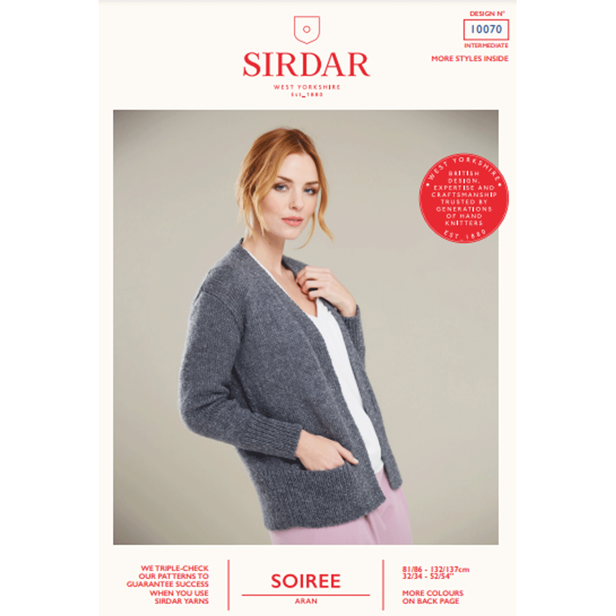 Ladies V Neck Jacket Knitting Pattern Sirdar Soiree Aran 10070