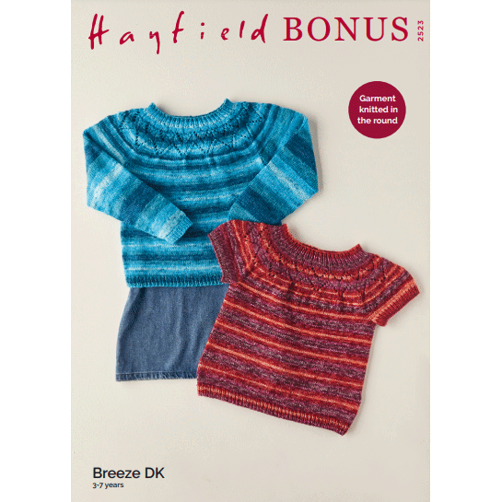 Children's Sweaters Knitting Pattern Sirdar Hayfield Bonus Breeze DK 2523 Digital Download