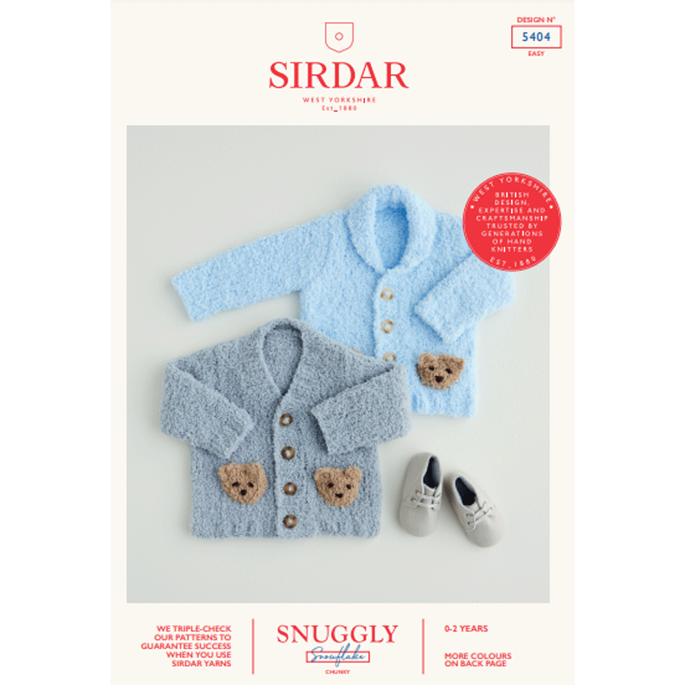 Babies Teddy Bear Cardigan Knitting Pattern Sirdar Snuggly Snowflake